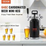 Beer Growler Tap System, 64Oz 1.89L Mini Keg, 304 Stainless Steel Pressurized Beer Growler, Keg Growler with Pressure Display, CO2 Regulator Faucet, Leak-Proof Ring For Draft Homebrew Craft Beer