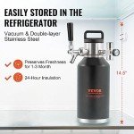 Beer Growler Tap System, 64Oz 1.89L Mini Keg, 304 Stainless Steel Pressurized Beer Growler, Keg Growler with Pressure Display, CO2 Regulator Faucet, Leak-Proof Ring For Draft Homebrew Craft Beer