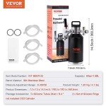 Beer Growler Tap System, 64Oz 1.89L Mini Keg, 304 Stainless Steel Pressurized Beer Growler, Keg Growler with Pressure Display, CO2 Regulator Faucet, Leak-Proof Ring For Draft Homebrew Craft Beer