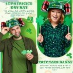 Shyyween St. Patrick's Day Juice Hat Soda Hat Helmet Adjustable Can Holder Cap with Straw for Men Women Gift Festival Holiday Party Favor