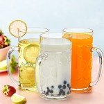 Mezchi 6 Pack Plastic Beer Mugs, 20 oz./600ml Beer Steins with Handles, Resuable Beer Drinking Cups, Clear Large Beer Mugs for Bar, Beverages, Alcohol, Freezable, BPA Free