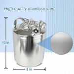 Howaoo 2.5 Gallon/10 L Cleaning Keg, Beer Line Cleaning Kit with 2 D Coupler Made of Stainless Steel, Beer Line Cleaner Used for Beer Line Cleaning, 2.5 Gallon Keg Line Cleaning Kit
