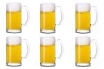 TUSAPAM Heavy Beer Mugs Set, 16oz Glass Mugs With Handle, Beer Glasses For Freezer, 500ml Beer Drinking Glasses, Traditional Stein For Bar, Alcohol, Beverages,Coffee, Teas, Set of 6