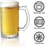 Okllen 8 Pack 16 Oz Glass Beer Mug with Handle, Heavy Large Glass Steins Beer Cups with Stainless Steel Straws, Heavy Base, Thick Drinking Glasses for Freezer, Bar, Cocktail, Alcohol, Beverages, Soda