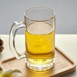 Okllen 8 Pack 16 Oz Glass Beer Mug with Handle, Heavy Large Glass Steins Beer Cups with Stainless Steel Straws, Heavy Base, Thick Drinking Glasses for Freezer, Bar, Cocktail, Alcohol, Beverages, Soda