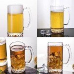 Okllen 8 Pack 16 Oz Glass Beer Mug with Handle, Heavy Large Glass Steins Beer Cups with Stainless Steel Straws, Heavy Base, Thick Drinking Glasses for Freezer, Bar, Cocktail, Alcohol, Beverages, Soda