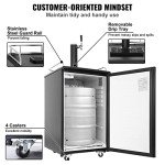 VEVOR Beer Kegerator, Single Tap Draft Beer Dispenser, Full Size Keg Refrigerator With Shelves, CO2 Cylinder, Drip Tray & Rail, 32°F- 50°F Temperature Control, Holds 1/6, 1/4, 1/2 Barrels, Black