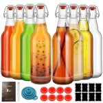 eispap Clear Beer Bottles with Flip Caps, 16oz Glass Bottle with Swinging Top for Airtight Lids, Home Brewing and Fermentation Kombucha, Vanilla Extract, Beverage, Water (Clear 8 pcs)