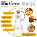 eispap Clear Beer Bottles with Flip Caps, 16oz Glass Bottle with Swinging Top for Airtight Lids, Home Brewing and Fermentation Kombucha, Vanilla Extract, Beverage, Water (Clear 8 pcs)