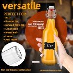eispap Clear Beer Bottles with Flip Caps, 16oz Glass Bottle with Swinging Top for Airtight Lids, Home Brewing and Fermentation Kombucha, Vanilla Extract, Beverage, Water (Clear 8 pcs)