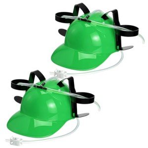 zsccxq 2 Pcs Juice Hat Funny soda Hat juice Helmet Adjustable soda Hat can Holder Soda Cap with Straw for Sports Games Christmas Party Supplies Gifts (Green)