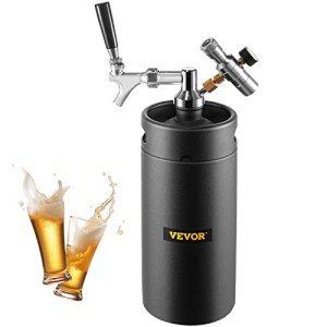 VEVOR Beer Growler Tap System, 128Oz 4L Mini Keg, 304 Stainless Steel Pressurized Beer Growler, Keg Growler with Pressure Display, CO2 Regulator Faucet, Leak-Proof Ring For Draft, Homebrew, Craft Beer