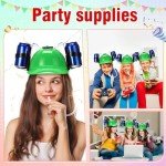zsccxq 2 Pcs Juice Hat Funny soda Hat juice Helmet Adjustable soda Hat can Holder Soda Cap with Straw for Sports Games Christmas Party Supplies Gifts (Green)