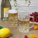 Mifoci 20 Pcs Plastic Beer Mugs with Handles Bulk Clear Beer Stein Glasses Reusable Large Drinking Cups for Bar Home Hotel Cocktail Beverages Milk Juice Alcohol Soda(16 oz)