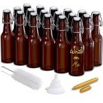 Nevlers 18PK 8.5Oz Swing Top Glass Bottles | Mini Beer Bottles | Amber Glass Bottle Gifts for Men & Women | Juice Bottles | Hot Sauce Bottles | Wine Bottles | Vanilla Extract Bottles | Syrup Bottles