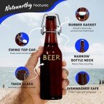 Nevlers 18PK 8.5Oz Swing Top Glass Bottles | Mini Beer Bottles | Amber Glass Bottle Gifts for Men & Women | Juice Bottles | Hot Sauce Bottles | Wine Bottles | Vanilla Extract Bottles | Syrup Bottles