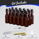 Nevlers 18PK 8.5Oz Swing Top Glass Bottles | Mini Beer Bottles | Amber Glass Bottle Gifts for Men & Women | Juice Bottles | Hot Sauce Bottles | Wine Bottles | Vanilla Extract Bottles | Syrup Bottles