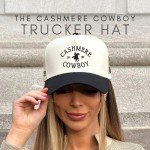 Vintage Trucker Hat | Country Cowboy Cute Preppy Retro Western Trucker Hats | Men Women Trendy Snapback | Tan Red Green Black (Cashmere Cowboy | Black)