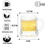 JUXINGDAZYF Mini Beer Mugs, Set of 24, 2 Oz with Handles, Glass Mugs for Beer, Whiskey, Tequila, Vodka