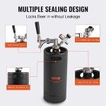 Beer Growler Tap System, 128Oz 4L Mini Keg, 304 Stainless Steel Pressurized Beer Growler, Keg Growler with Pressure Display, CO2 Regulator Faucet, Leak-Proof Ring For Draft, Homebrew, Craft Beer