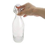 AYL Flip Top Glass Bottle [1 Liter / 33 fl. oz.] [Pack of 4] – Swing Brewing Bottle with Stopper for Beverages, Oil, Vinegar, Kombucha, Water, Soda, Kefir – Airtight Lid & Leak Proof Cap – Clear