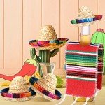 Panitay 10 Sets Tiny Sombrero Hats Mini Serapes for Bottles Colorful Beer Poncho Cover Cape Sombrero Bottles Topper for Cinco De Mayo Mexican Fiesta Party Table Decorations