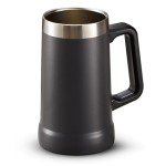 KooK Beer Stein, Stainless Steel Coffee Mug, Tumbler with Thermal Vacuum Insulation, Big Grip, Adventure, Double Walled Drinking Cup, Large Handle, Shatterproof, Storm Grey, 24 oz