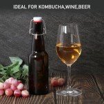 Miukada Amber Glass Beer Bottles with Airtight Lids 12oz, Swing Top Brown Glass Bottles with Stoppers 6pcs - Dark Flip Top Glass Bottles with Caps for home brewing, Beer, Wine