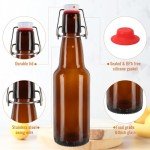 Miukada Amber Glass Beer Bottles with Airtight Lids 12oz, Swing Top Brown Glass Bottles with Stoppers 6pcs - Dark Flip Top Glass Bottles with Caps for home brewing, Beer, Wine