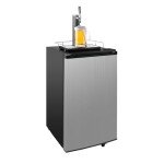 Keg Beer Cooler - 3.4 Cu.Ft. Capacity Kegerator w/ 4 Casters, CO2 Cylinder, Temperature Control - Black & Stainless Steel Finish