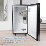 Keg Beer Cooler - 3.4 Cu.Ft. Capacity Kegerator w/ 4 Casters, CO2 Cylinder, Temperature Control - Black & Stainless Steel Finish