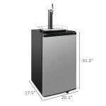 Keg Beer Cooler - 3.4 Cu.Ft. Capacity Kegerator w/ 4 Casters, CO2 Cylinder, Temperature Control - Black & Stainless Steel Finish