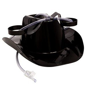 Tigerdoe – Drinking Helmet for Adults – Drinking Hat with Straw – Soda Hat - Drinking Party Hat – Black Guzzler Helmet – Cowboy Party Accessories