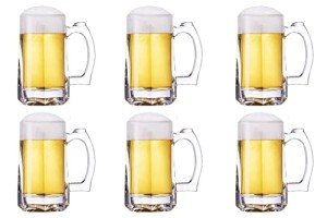 TUSAPAM Heavy Beer Mugs Set, 12.5oz Glass Mugs With Handle, Beer Glasses For Freezer, 370ml Beer Drinking Glasses, Traditional Stein For Bar, Alcohol, Beverages,Coffee, Teas, Set of 6
