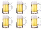 TUSAPAM Heavy Beer Mugs Set, 12.5oz Glass Mugs With Handle, Beer Glasses For Freezer, 370ml Beer Drinking Glasses, Traditional Stein For Bar, Alcohol, Beverages,Coffee, Teas, Set of 6