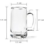 TUSAPAM Heavy Beer Mugs Set, 12.5oz Glass Mugs With Handle, Beer Glasses For Freezer, 370ml Beer Drinking Glasses, Traditional Stein For Bar, Alcohol, Beverages,Coffee, Teas, Set of 6