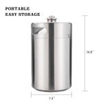 TMCRAFT 270OZ Stainless Steel Mini Keg, Portable beer growler with Exhaust Valve Designed Cap to Keep Beverage Fresh