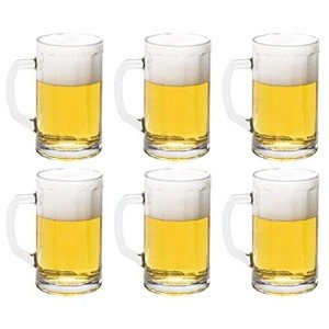 Vikko Beer Mug, Set of 6 Glass Beer Mugs, 10 Ounce, Dishwasher Safe Durable Drinking Glass for Craft Brews, Beer or Water