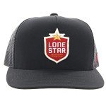 HOOEY Lone Star Beer Patch Adjustable Snapback Hat (Black/Red/Black)