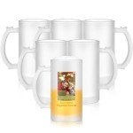 Mifoci 6 Pcs Sublimation Blank Glass Mugs 16 oz Frosted Beer Cups Can Add Photo Text or Images on Personalized Beer Glass for Husband Dad Men Father's Day Oktoberfest Funny Gift