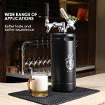 KEG STORM Portable Mini Keg Draft Beer Dispenser System with Drip Mat and Foldable Funnel, 128 oz Stainless Steel Growler, Matte Black