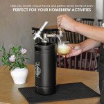 KEG STORM Portable Mini Keg Draft Beer Dispenser System with Drip Mat and Foldable Funnel, 128 oz Stainless Steel Growler, Matte Black