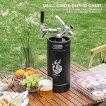 KEG STORM Portable Mini Keg Draft Beer Dispenser System with Drip Mat and Foldable Funnel, 128 oz Stainless Steel Growler, Matte Black