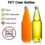Hiceeden 10 Pcs 33 oz Plastic Soda Bottles with Caps, 1L Disposable Long Neck Wine Bottles with Lid, Reusable Empty Plastic Bottle for Beverage, Liquor, Beer, Milk, Juices, Smoothies
