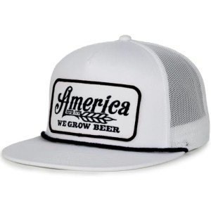 Rural Cloth America We Grow Beer Adjustable Snapback Hats (US, Alpha, One Size, White/Black)