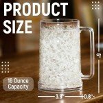 Granatan Beer Mugs with Gel Freezer 16 oz, Clear Double Walled Beer Mugs with Handles Set Of 4