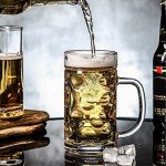 German Glass Beer Stein Mugs - Jumbo 1.2L, Freezable 40oz, Extra Large, Dishwasher Safe 2Pack