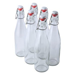 FastRack Swing Top |33 oz – Pack of 6 | Clear Glass Bottles for Home Brewing | Flip Top Glass Bottles for Carbonated Drinks, Kombucha, Fermentation, Water, Food Grade – ECO Friendly