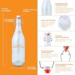 FastRack Swing Top |33 oz – Pack of 6 | Clear Glass Bottles for Home Brewing | Flip Top Glass Bottles for Carbonated Drinks, Kombucha, Fermentation, Water, Food Grade – ECO Friendly