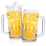 Cambareign Beer Mug Set of 2, 20oz Crystal Beer Glasses with Handle, Glass Beer Mugs for Freezer, Gifts for Men